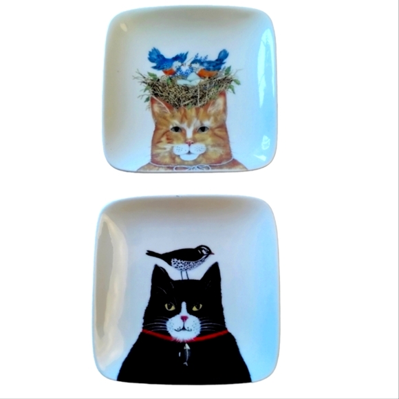 CAT PLATES CREATIVE CO-OP Stoneware Mary Lake Thompson - Picture 1 of 6